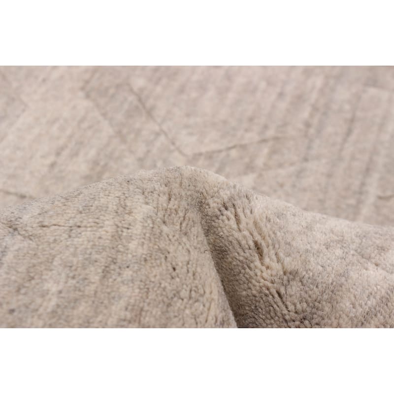 ECARPETGALLERY Hand Loomed Kashkuli Gabbeh Light Grey Wool Rug - 5'7 x 7'8