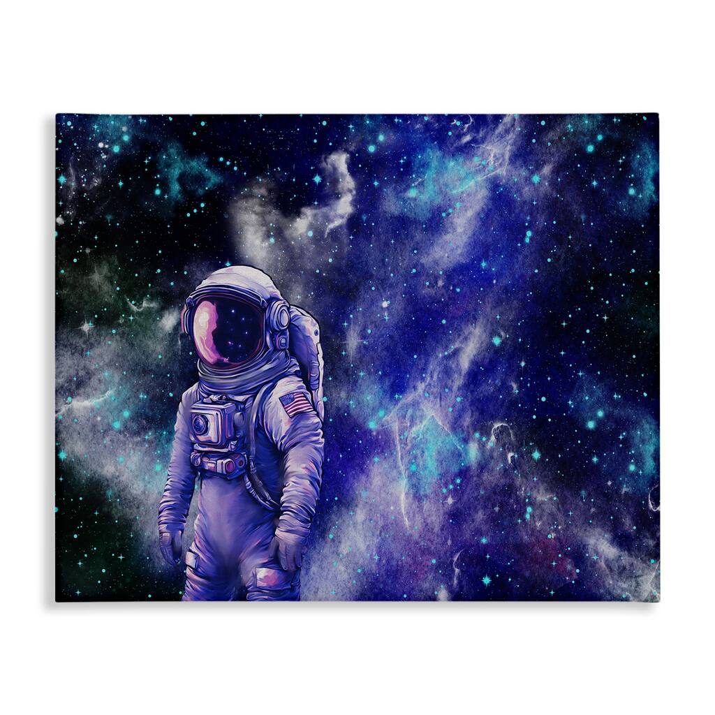 Stupell Astronaut with Blue Nebula Canvas Wall Art Design By Jesse Keith