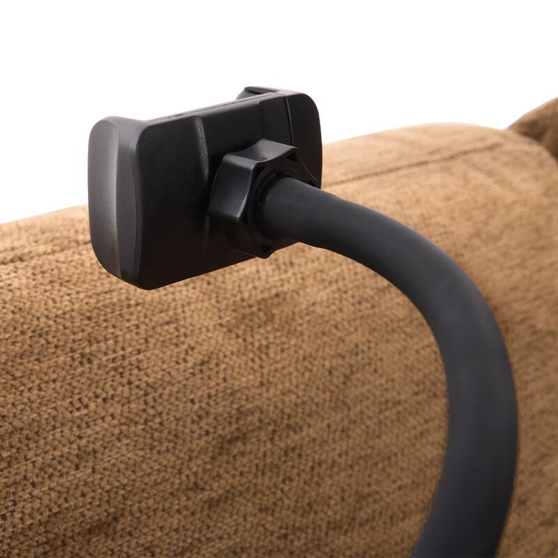 U Shaped Modular Sectional Sofa with Movable Ottoman, Chenille Upholstered 5-Seater Sofa with 2 USB Ports & Phone Holder