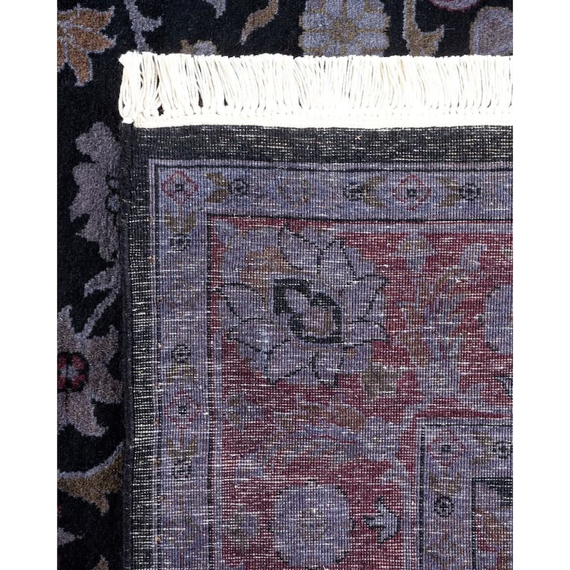 Overton Hand Knotted Wool Vintage Inspired Modern Contemporary Overdyed Black Area Rug - 4' 0" x 6' 5"