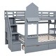 preview thumbnail 34 of 34, Full Over Full Castle Style Bunk Bed Kids Bed with 2 Drawers 3 Shelves and Slide Kids Furniture, Blue