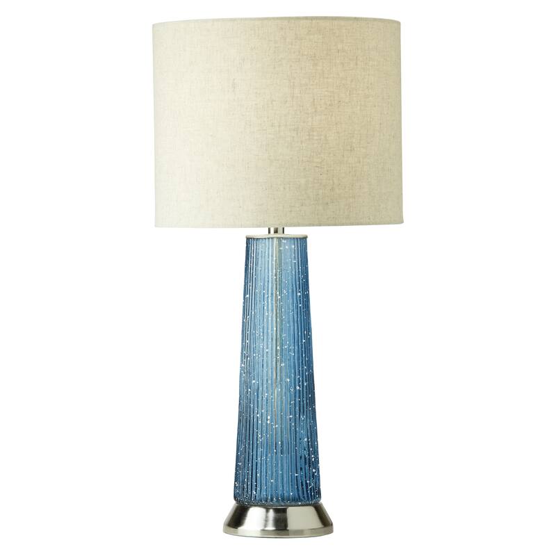 Felix River of Goods Blue and Beige Glass and Metal 22-Inch Table Lamp - 11" x 11" x 22" - Blue/White/Gold/Beige