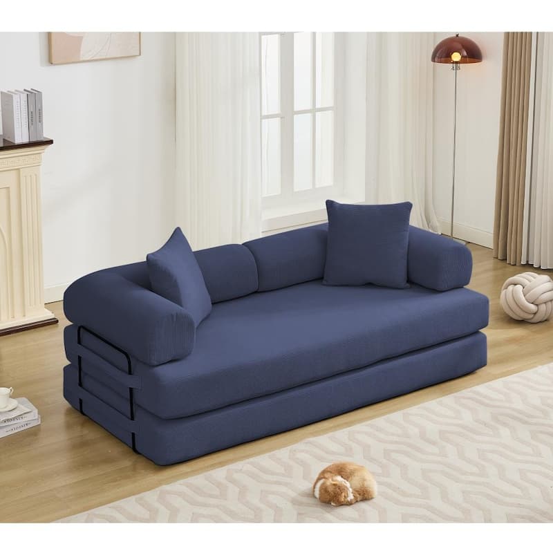 78.5" 4-in-1 Folding Convertible Out King Size Sleeper Sofa Bed
