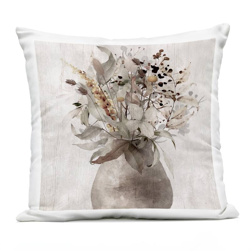 Stupell Rustic Country Herb Vase Printed Outdoor Throw Pillow Design by Val Rhodes - Accent - Polyester - Tan - Single