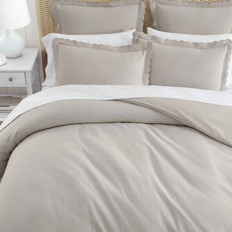 Martha Stewart Signature Scallop Solid Duvet Cover Set