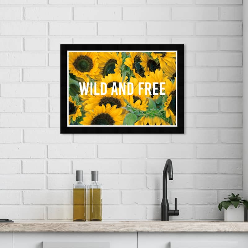 Wynwood Studio Prints Floral and Botanical Wild and Free Yellow and Dark Yellow Tropical Wall Art Canvas Print - Black