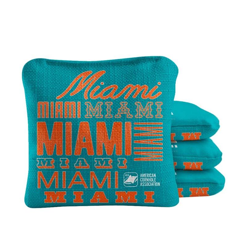 Miami Football Teal Dual Sided Cornhole Bags