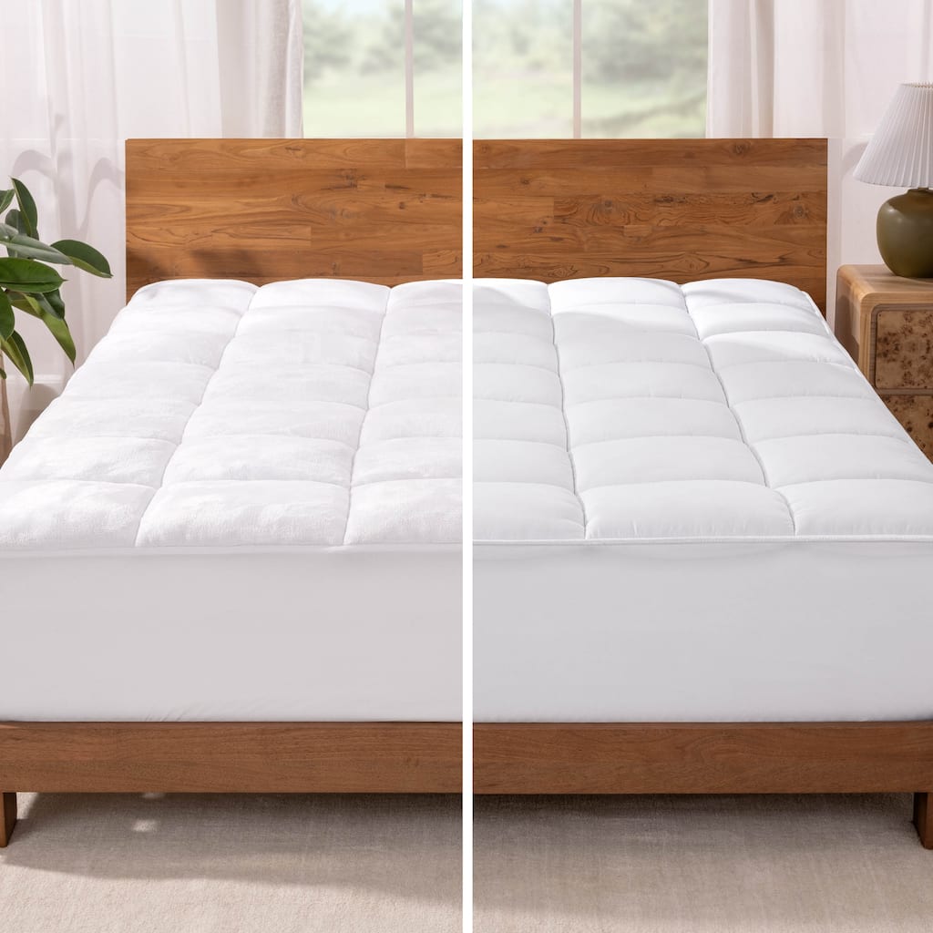 Bare Home Pillow-Top Reversible Mattress Pad - White