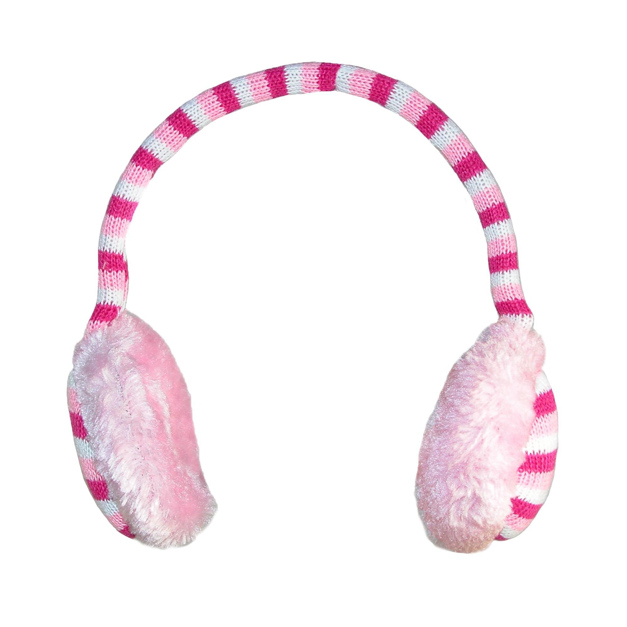 Grand Sierra Kids 7-16 Striped Over the Head Earmuffs Pink