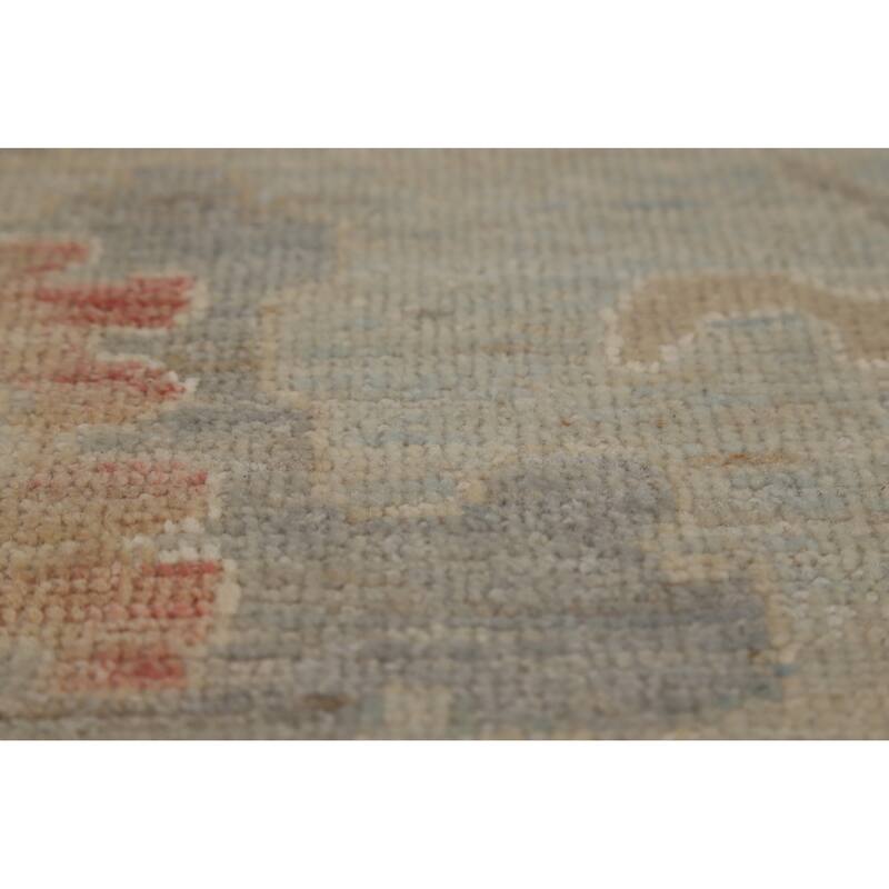 Hand Knotted Oriental 100% Wool Carpet Transitional All-Over Navy Blue & Blues Oushak Area Rug - 14' 1'' X 10' 2''