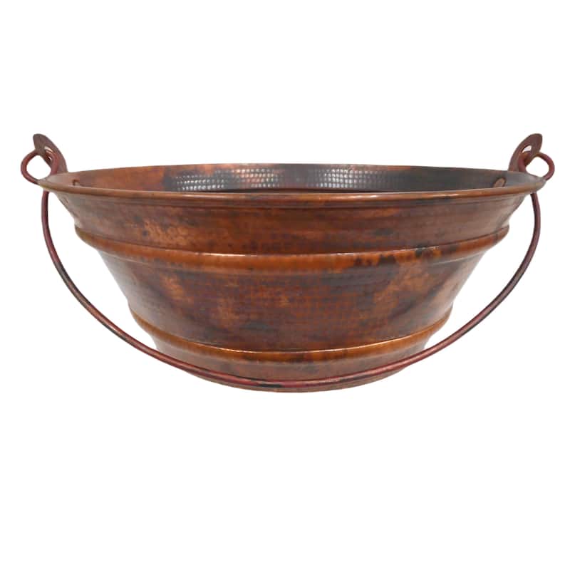 15" Round Natural Patina Copper BUCKET Vessel Bathroom Sink - 15" x 15" x 6"