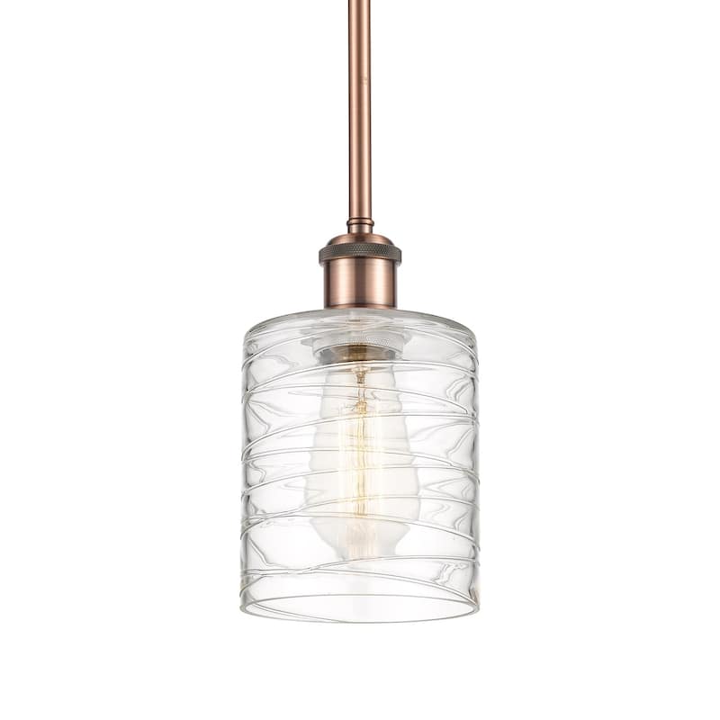 Innovations Lighting 516-1S-8-5 Cobbleskill Pendant Cobbleskill 5" - Deco Swirl / Antique Copper