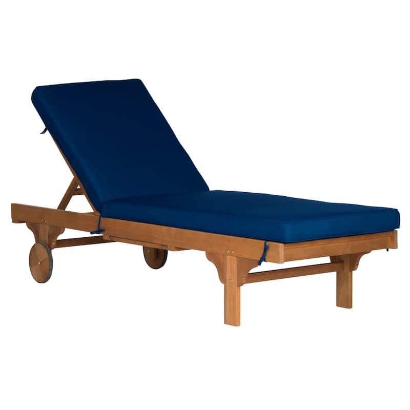SAFAVIEH Outdoor Aubrie Adjustable Chaise Lounge Chair with Wheel.