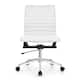 Set of 2 Modern Office Chairs, Upholstered PU Leather Ribbed Armless Mid Back with Metal Frame, Adjustable Height, Tilt