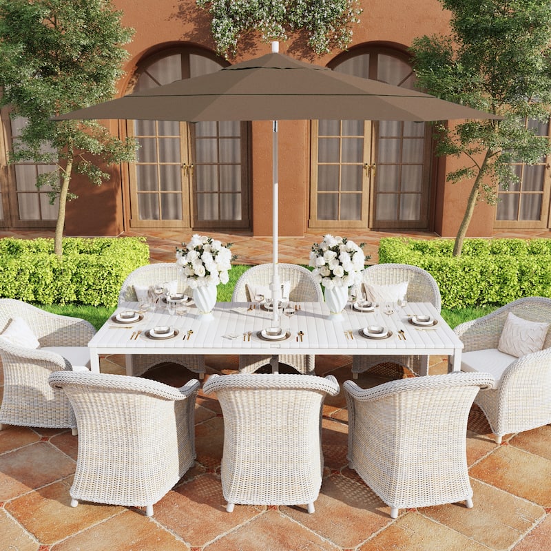 California Umbrella 11' Golden State Series Patio Umbrella White Aluminum Frame Crank Lift Collar Tilt Sunbrella