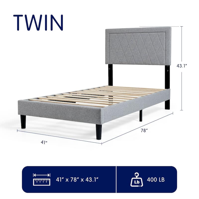 Subrtex Modern Upholstered Bed Frame,Solid wood Platform,No Box Spring Needed