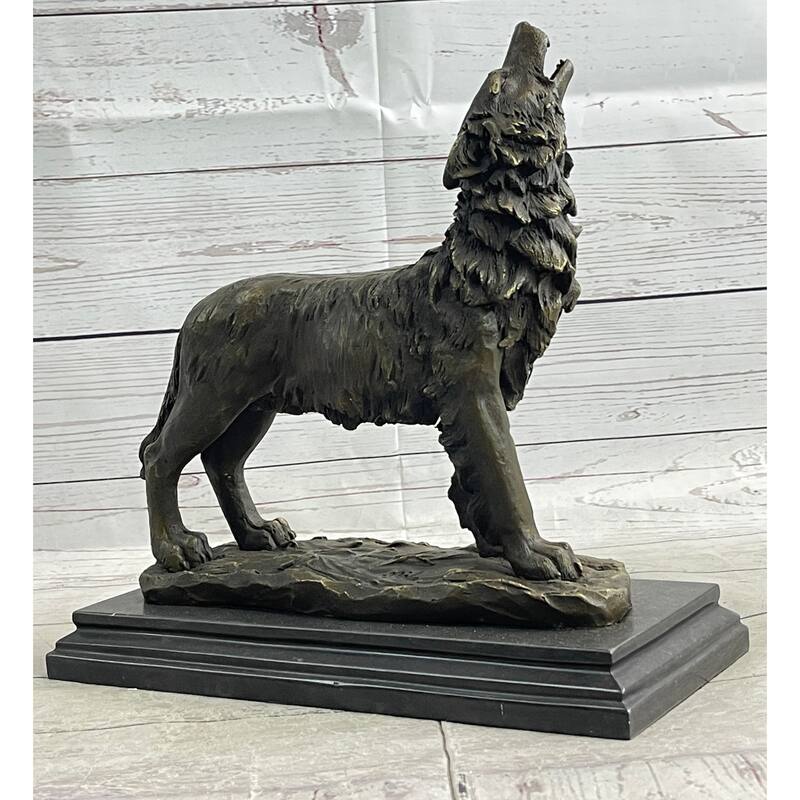 Hot Cast Bronze Howling Wolf Bronze Sculpture Statue Decor By Milo