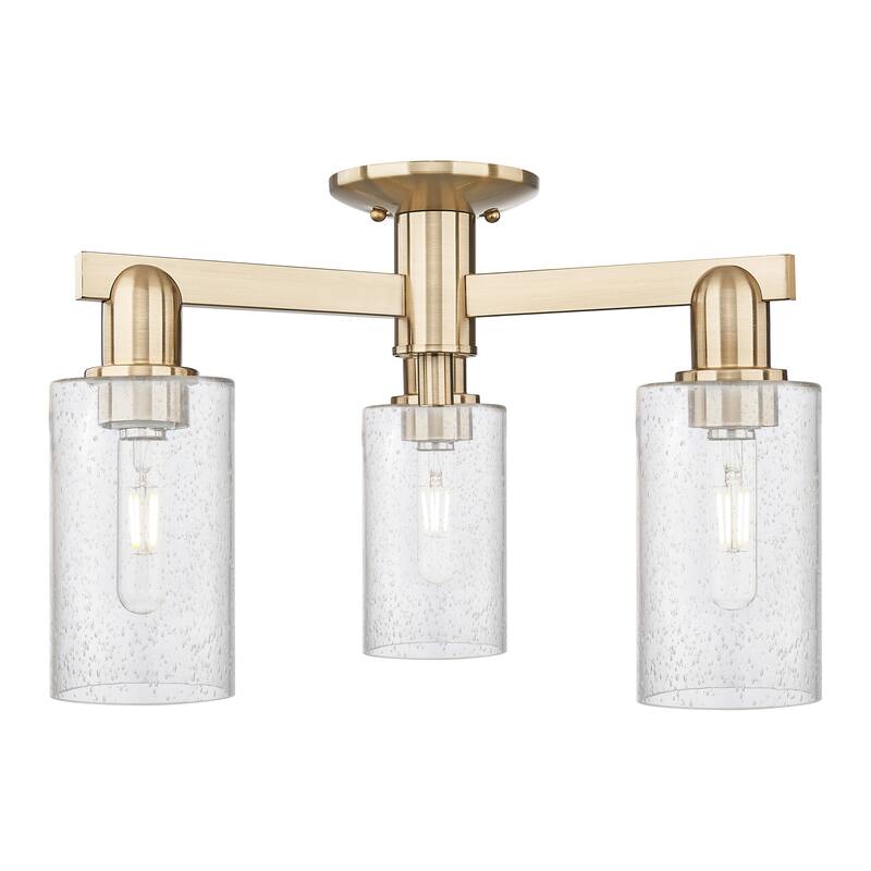 Innovations Lighting Endless Possibilities Arcadia - Clymer - 3 Light 21" Semi-Flush Mount - Champagne Bronze/Seedy