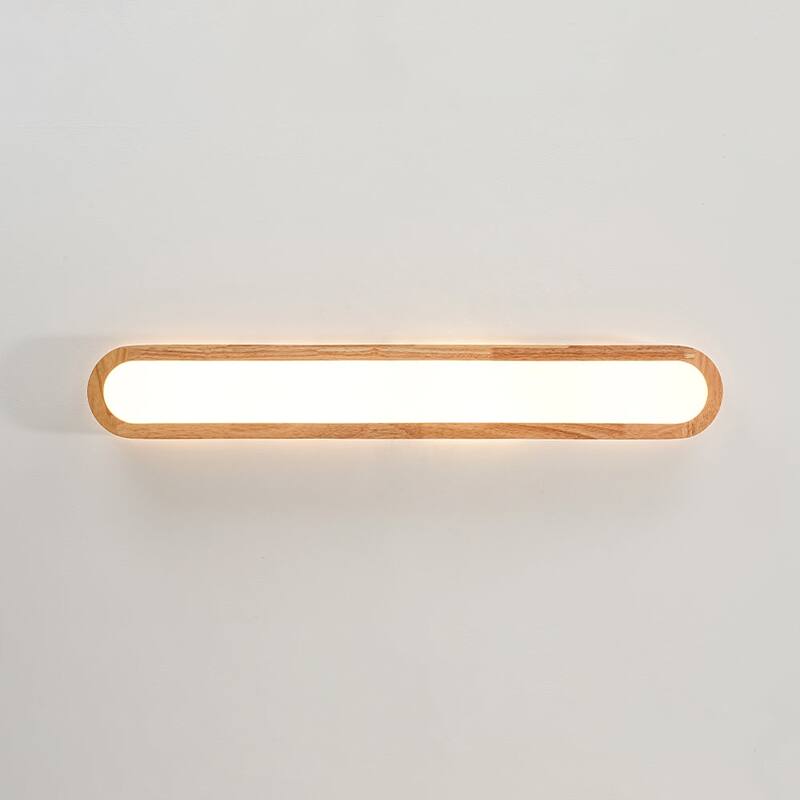Rustic Wooden Long Oval Dimmable LED Flush Mount Ceiling Light 37.4in