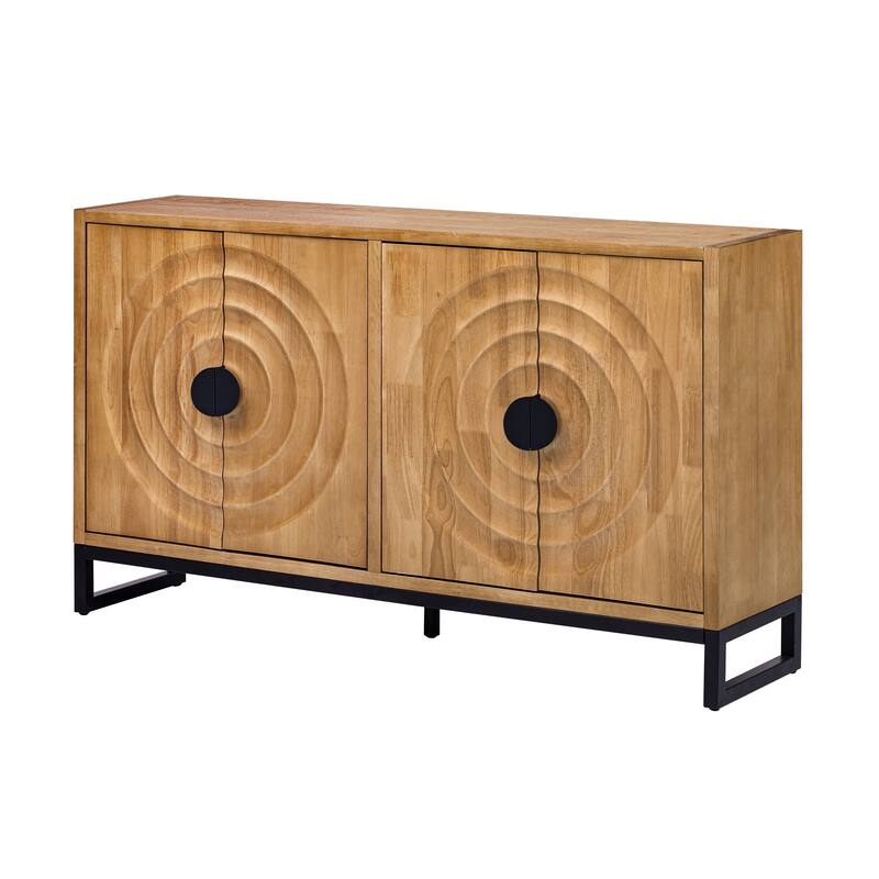 Accent Buffet Cabinet Rubber Wood Veneer Storage Cabinet