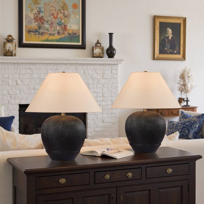 Ceramic Table Lamp with Linen Shade