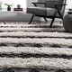 preview thumbnail 12 of 13, Nuloom Ivory Handmade Wool Cotton Geo Striped Shag Rug