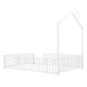 preview thumbnail 8 of 21, Full Size Platform Bed w/Guardrail and Chimney Design, Heavy Duty Metal House Shape Floor Bed Frame for Children, Boys and Girls