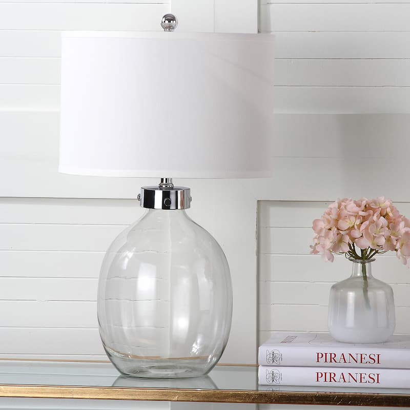 SAFAVIEH Lighting Firdes 26-inch Clear Glass Table Lamp (Set of 2) - 15"x15"x26" - 15Wx15Dx26H