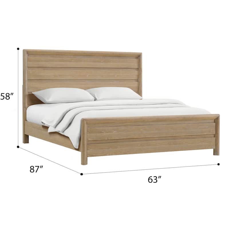 Queen Size Solid Wood Panel Bed with Contemporary Style
