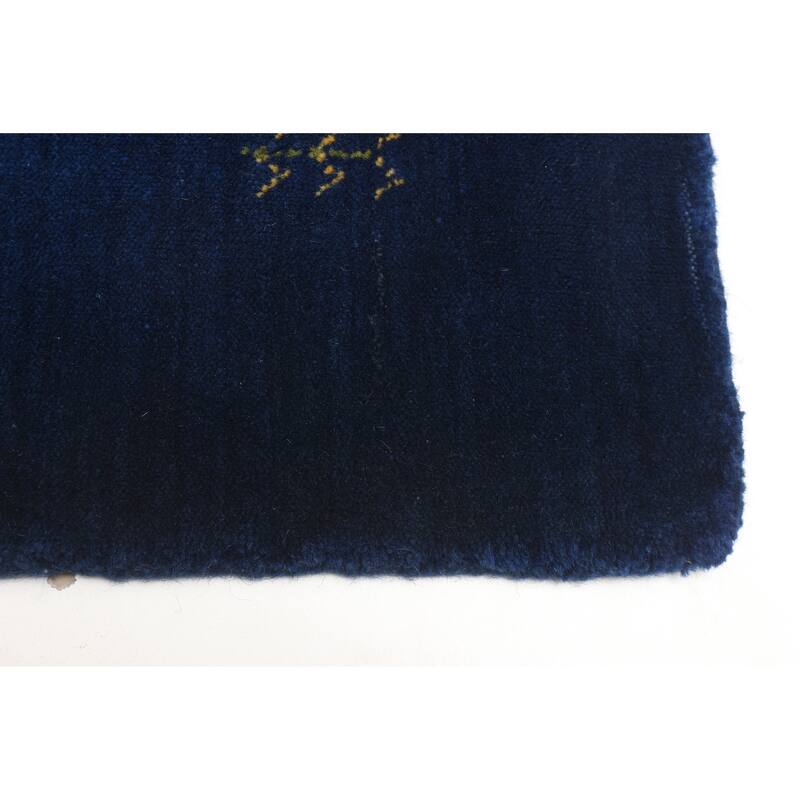 ECARPETGALLERY Hand Loomed Kashkuli Gabbeh Dark Blue Wool Rug - 2'10 x 4'10