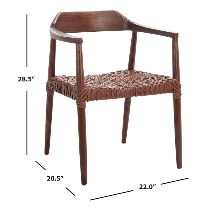 Munro Wanda Woven Leather & Solid Wood Accent Chair (Fully Assembled) - 22" W x 20.5" L x 28.5" H - 22Wx21Dx29H