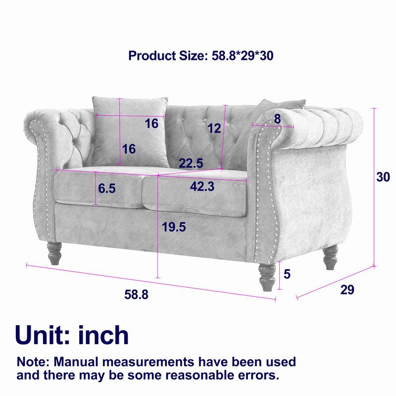 58.8" Chesterfield Sofa 2 Seater Sofa Tufted Couch
