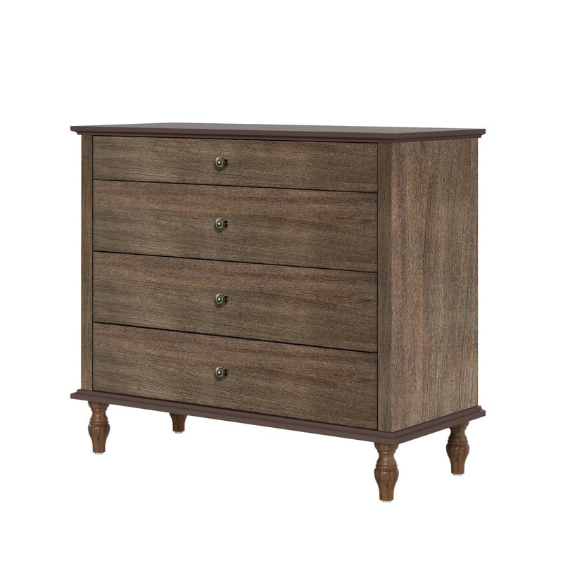 Antique Style 4-Drawer Wood Dresser