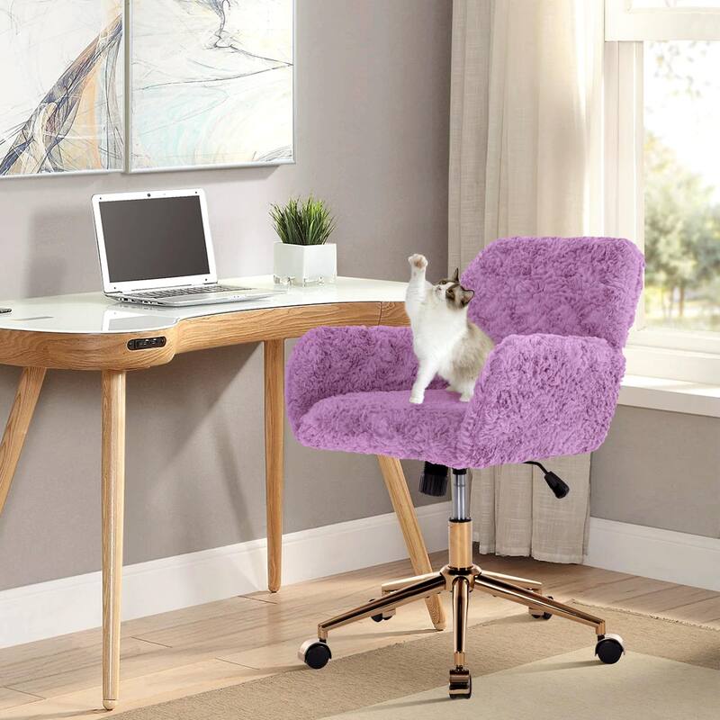 Upholstered Office Chair with Adjustable 360 Swivel Golden Base