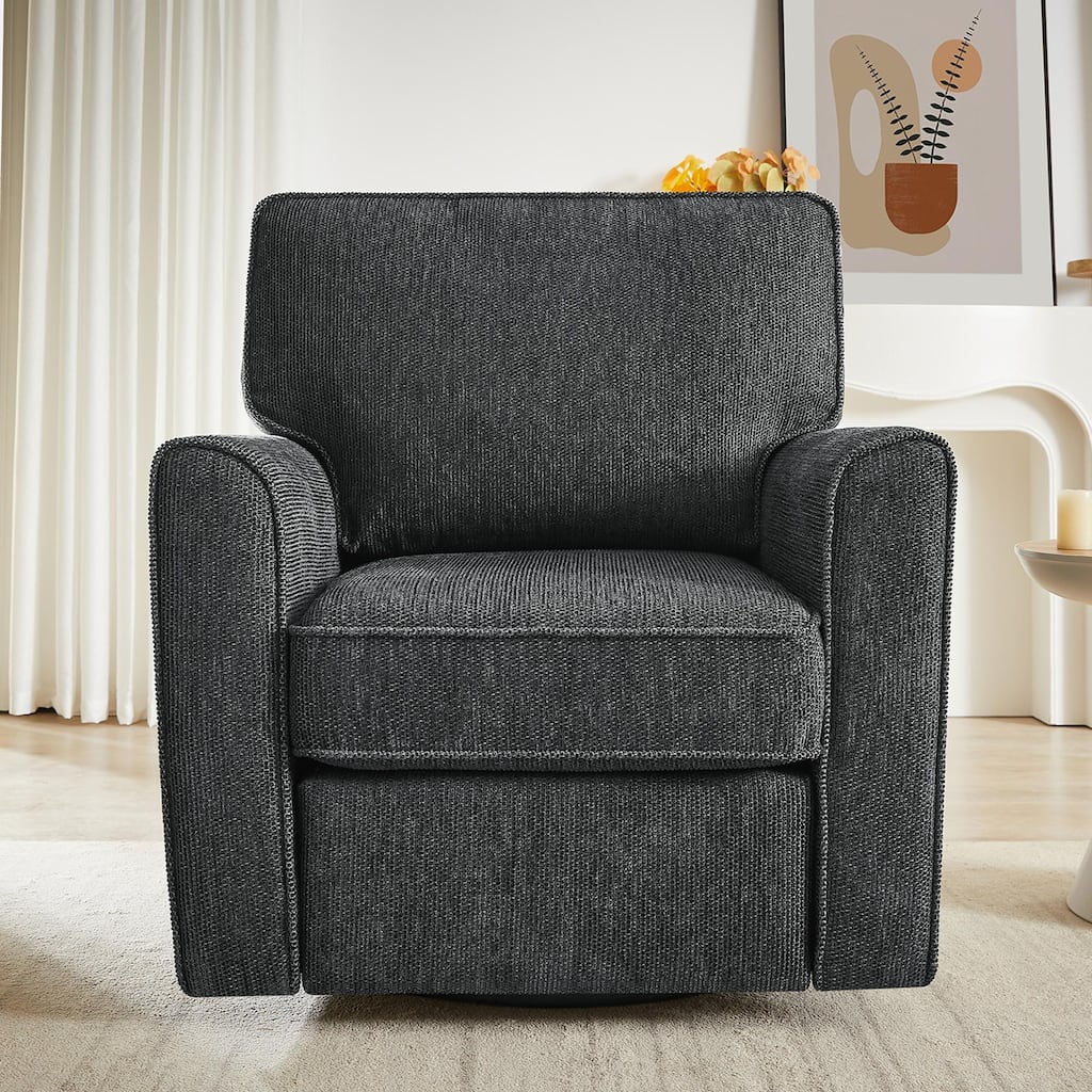 Round Lounge Chair Armchair Swivel Sofa Chair with Side Storage Pockets, Swivel Chair Accent Barrel Chair