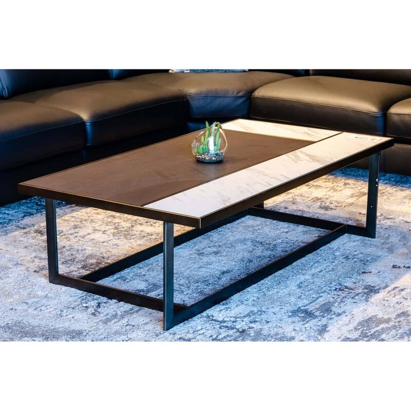 Modrest Fargo Modern Ceramic & Grey Walnut Coffee Table