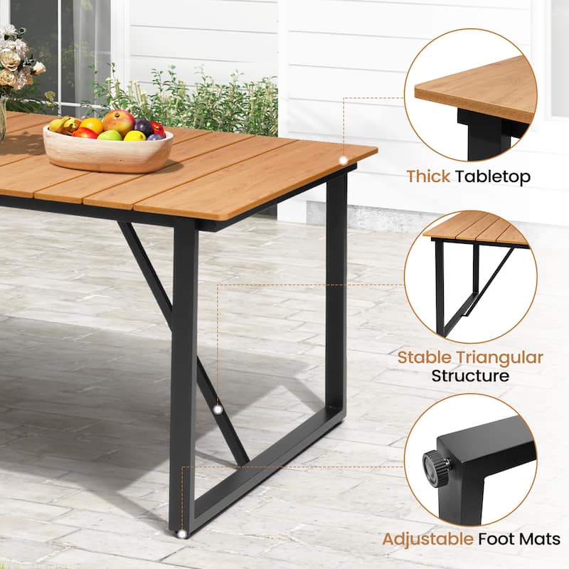 Outdoor Aluminum Patio Dining Table Rectangle with Umbrella Hole - 82.7 in L * 37.8 in W * 28.9 in H