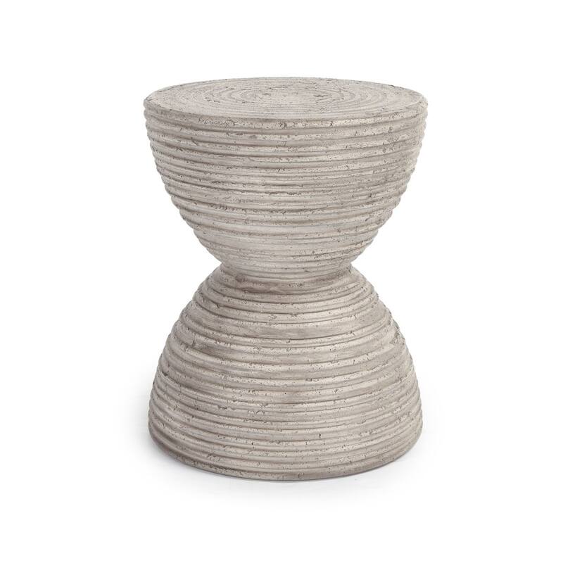 Classic Home Corey Hourglass Concrete Outdoor Accent Table - 14.5Wx14.5Dx18H - 14.5Wx14.5Dx18H - Rough Light Grey