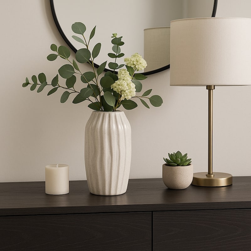 Ceramic Decorative Vase Tall Flower Sculpted Inspired Design