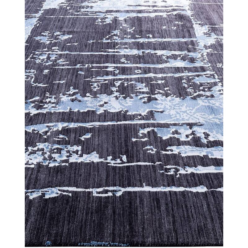 Modern One-of-a-Kind Hand-Knotted Area Rug - Black, 8' 2" x 10' 1" - 8' 2" x 10' 1"