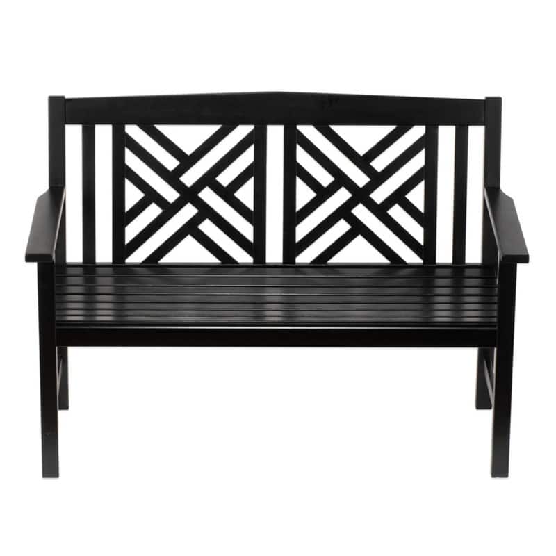 4FT Wooden Indoor/Outdoor Fretwork Bench, Home Patio Garden Deck Seating