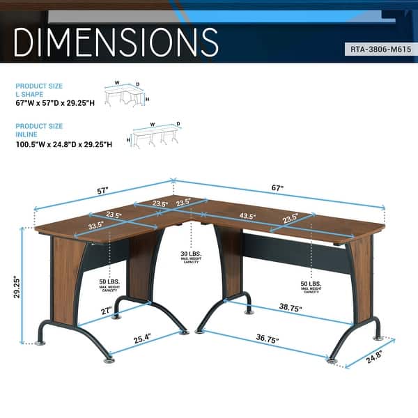 L Shape Roster Techni Mobili Deluxe L-Shaped Desk with Inline Team Desk Option - Bed ...