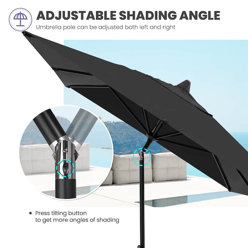Crestlive 9 x 5 FT Crank-and-Tilt Patio Market Umbrella Outdoor Table Umbrella, Base Not Included