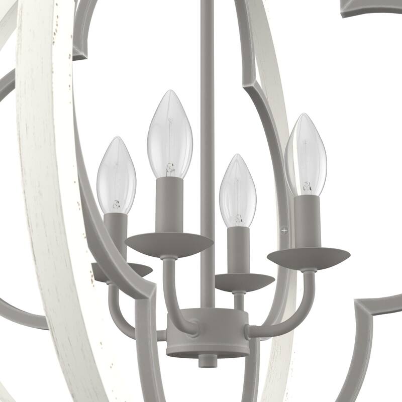 Hunter 24" Gablecrest 4-Light Pendant - Kitchen Island, Dining, Entry - Farmhouse, French Country, Distressed White