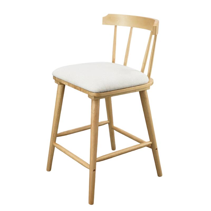 Roomfitters Olivia Indoor Windsor Style Counter Stools with Cushion, Natural Finish