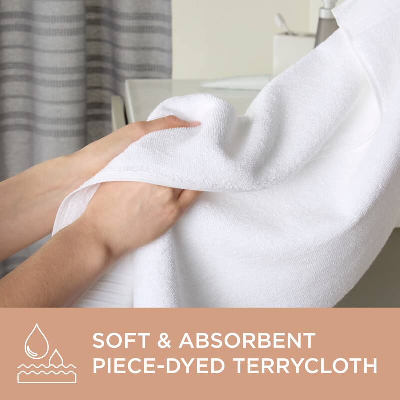 TOWN & COUNTRY EVERYDAY 4-Piece Solid Dobby Border Washcloth Set, 13x13-Inch, 100% Cotton