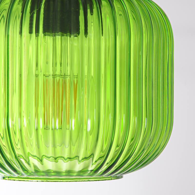 5.9" Wide Vintage Gold Semi Ceiling Light Flush Mount with Green Glass - D 5.9" x H 7.7"