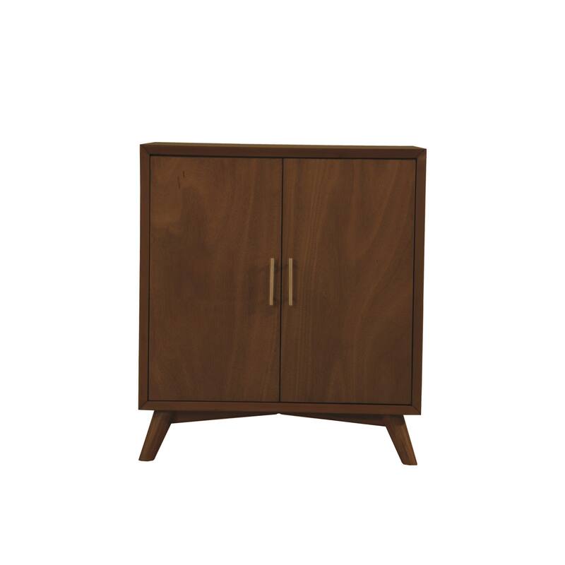 Ian 36 Inch 2 Door Bar Cabinet, Mahogany Wood, Wine Rack, Walnut Brown