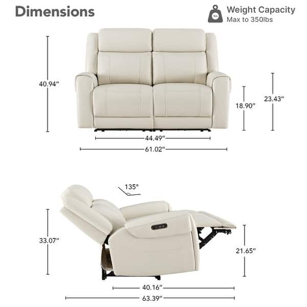 dimension image slide 11 of 14, Leo Power Wall Hugger Reclining Sofa with Multi-Function Console