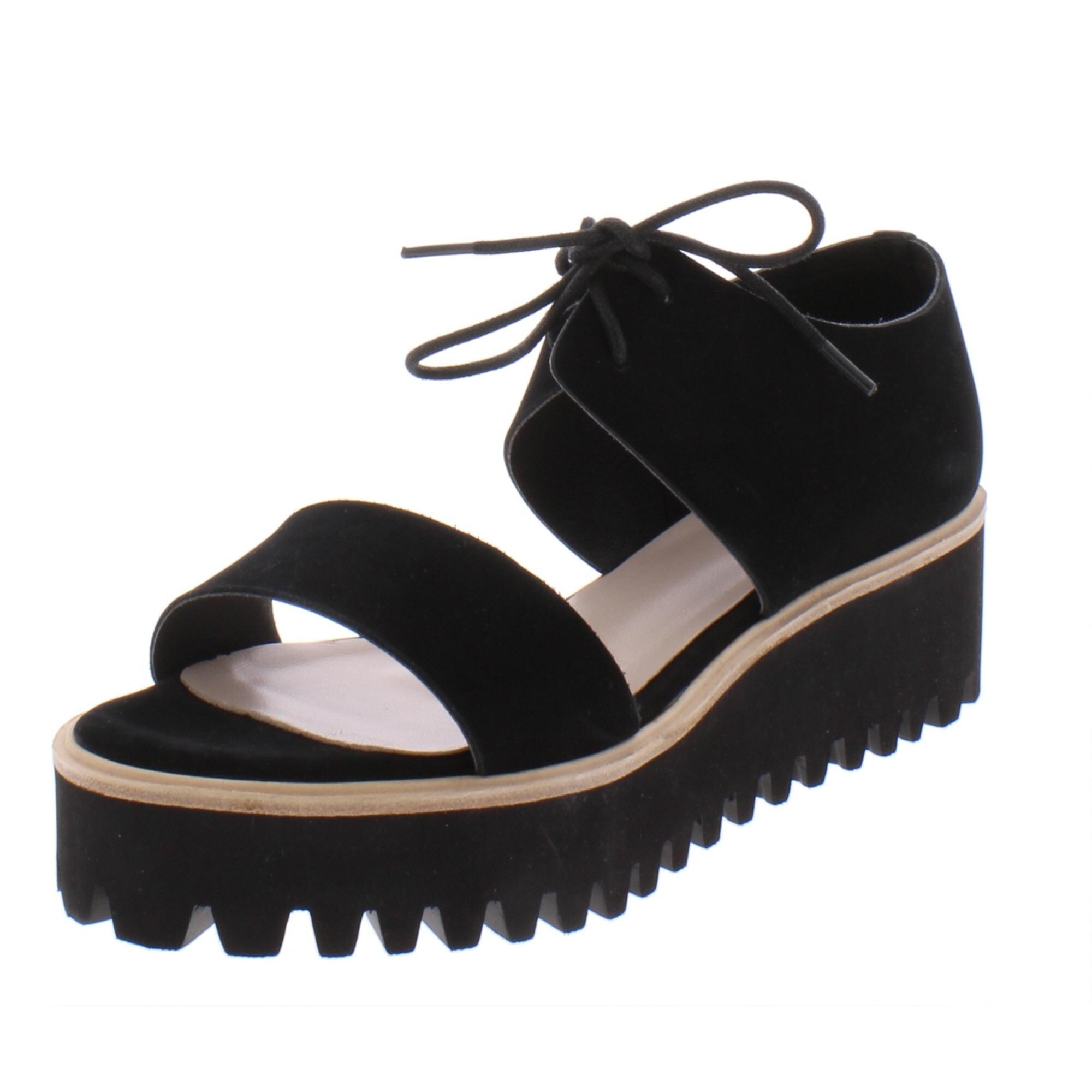 all black flatform sandals